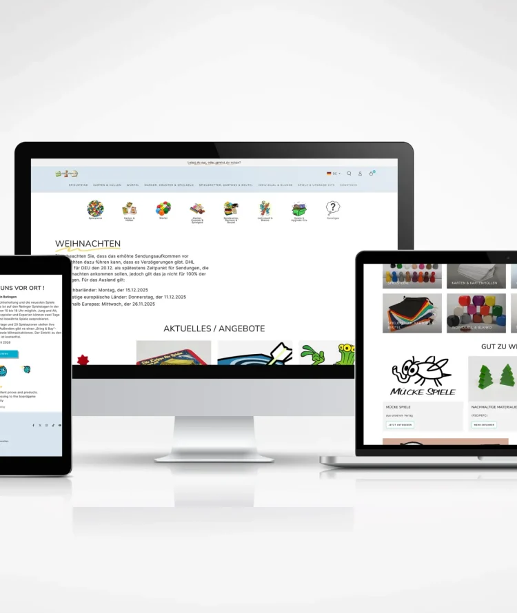 Shopify Online-Shop Design im responsiven Layout auf Desktop, Tablet und Smartphone